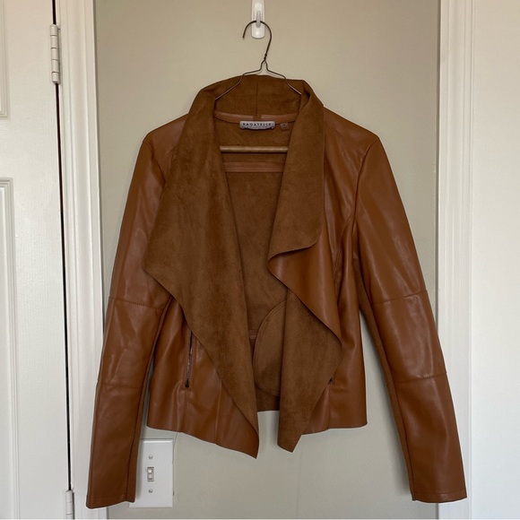 Faux leather women’s jacket brown - Picture 5 of 12